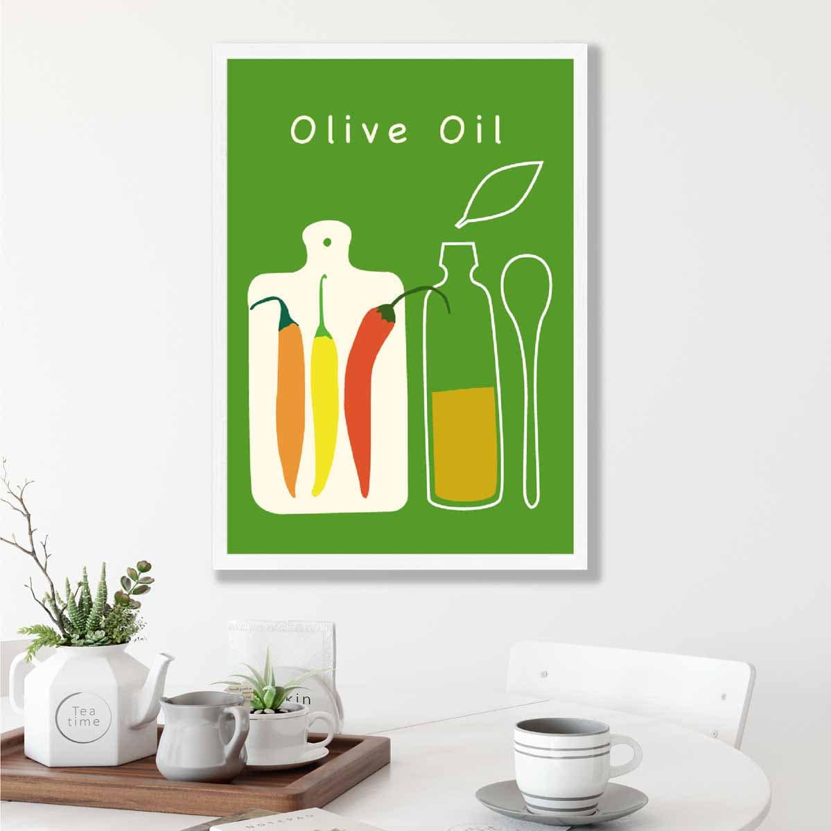 Kitchen Poster Quote Olive Oil in Green