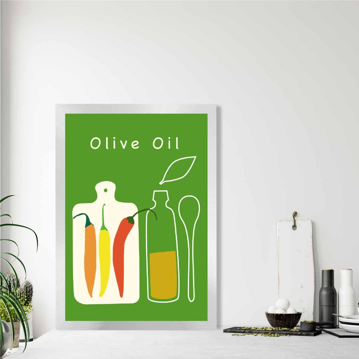 Kitchen Poster Quote Olive Oil in Green
