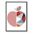 Geometric Fruit Poster of an Apple in Red Orange Blue