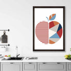 Geometric Fruit Poster of an Apple in Red Orange Blue