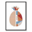 Geometric Fruit Poster of a Pineapple in Red Orange Blue