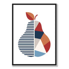 Geometric Fruit Poster of a Pear in Red Orange Blue