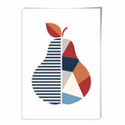 Geometric Fruit Poster of a Pear in Red Orange Blue