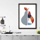 Geometric Fruit Poster of a Pear in Red Orange Blue