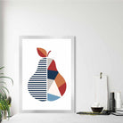 Geometric Fruit Poster of a Pear in Red Orange Blue