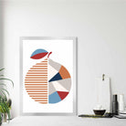 Geometric Fruit Poster of an Orange in Red Orange Blue