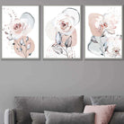 Abstract Blush Pink and Grey Floral Art Prints