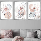 Abstract Blush Pink and Grey Floral Art Prints