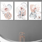Abstract Blush Pink and Grey Floral Art Prints