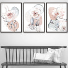 Abstract Blush Pink and Grey Floral Art Prints