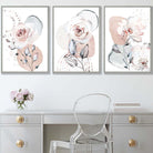 Abstract Blush Pink and Grey Floral Art Prints