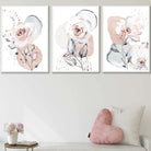 Abstract Blush Pink and Grey Floral Art Prints
