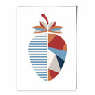 Geometric Fruit Poster of Strawberry in Red Orange Blue