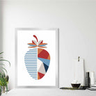Geometric Fruit Poster of Strawberry in Red Orange Blue