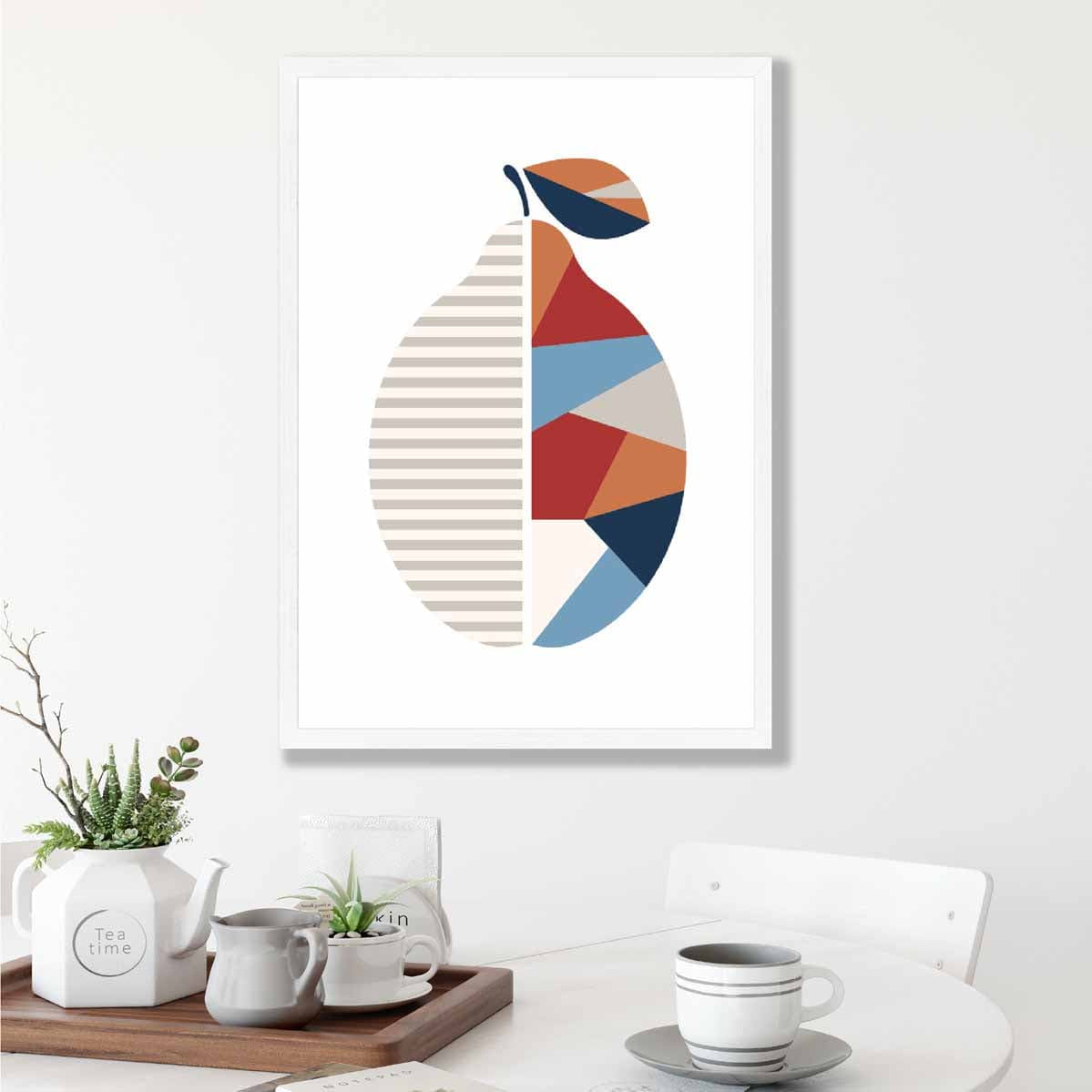 Geometric Fruit Poster of Lemon in Red Orange Blue
