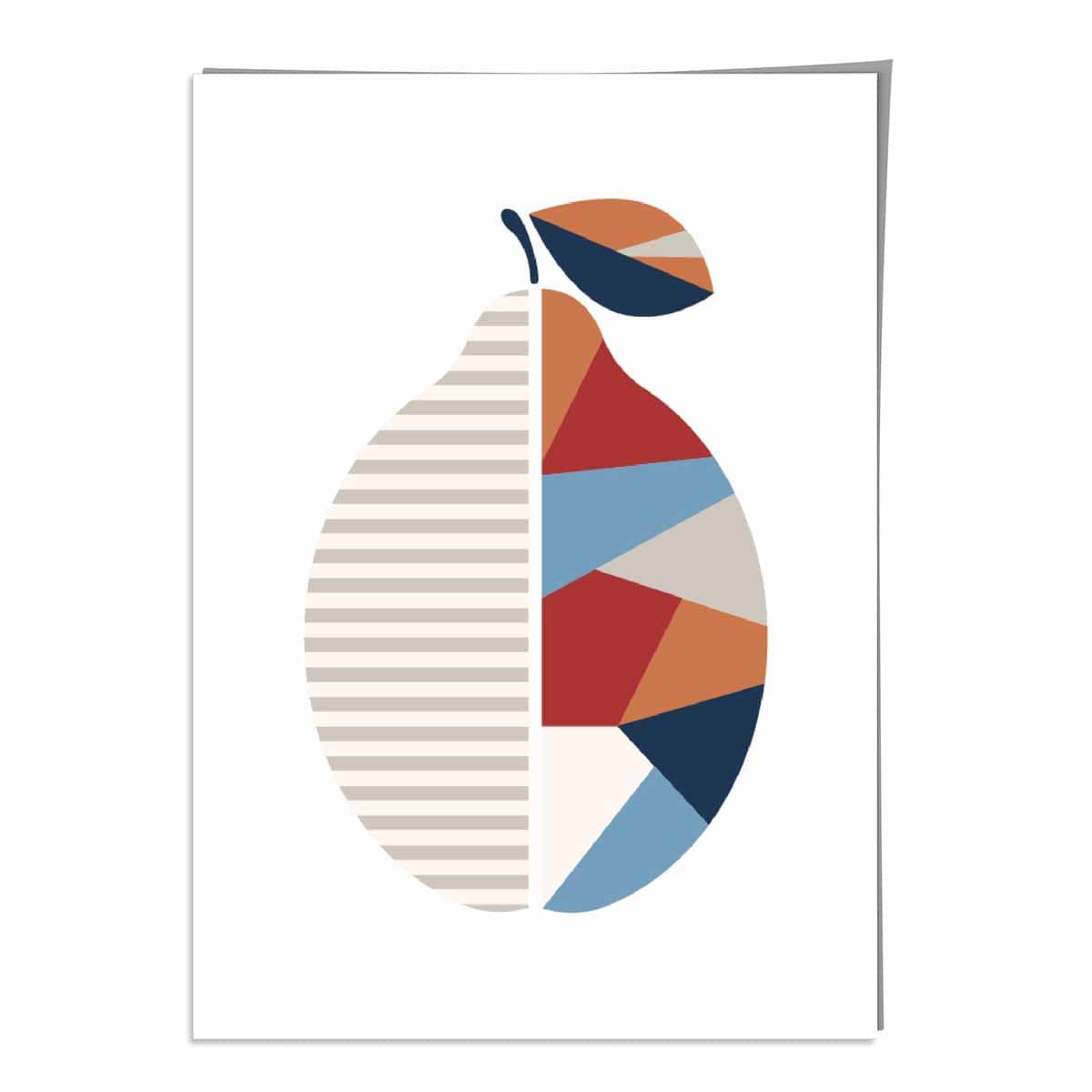 Geometric Fruit Poster of Lemon in Red Orange Blue