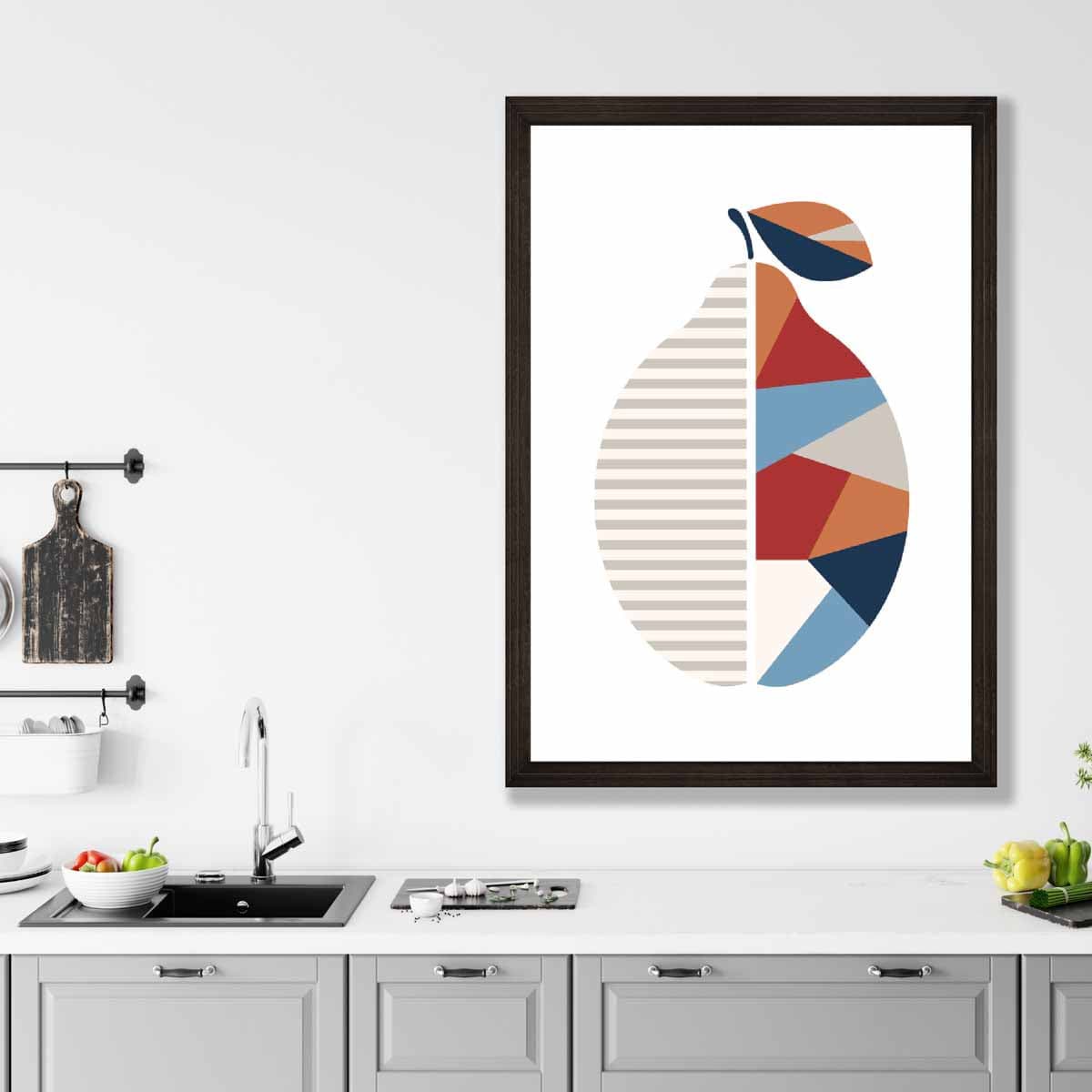 Geometric Fruit Poster of Lemon in Red Orange Blue