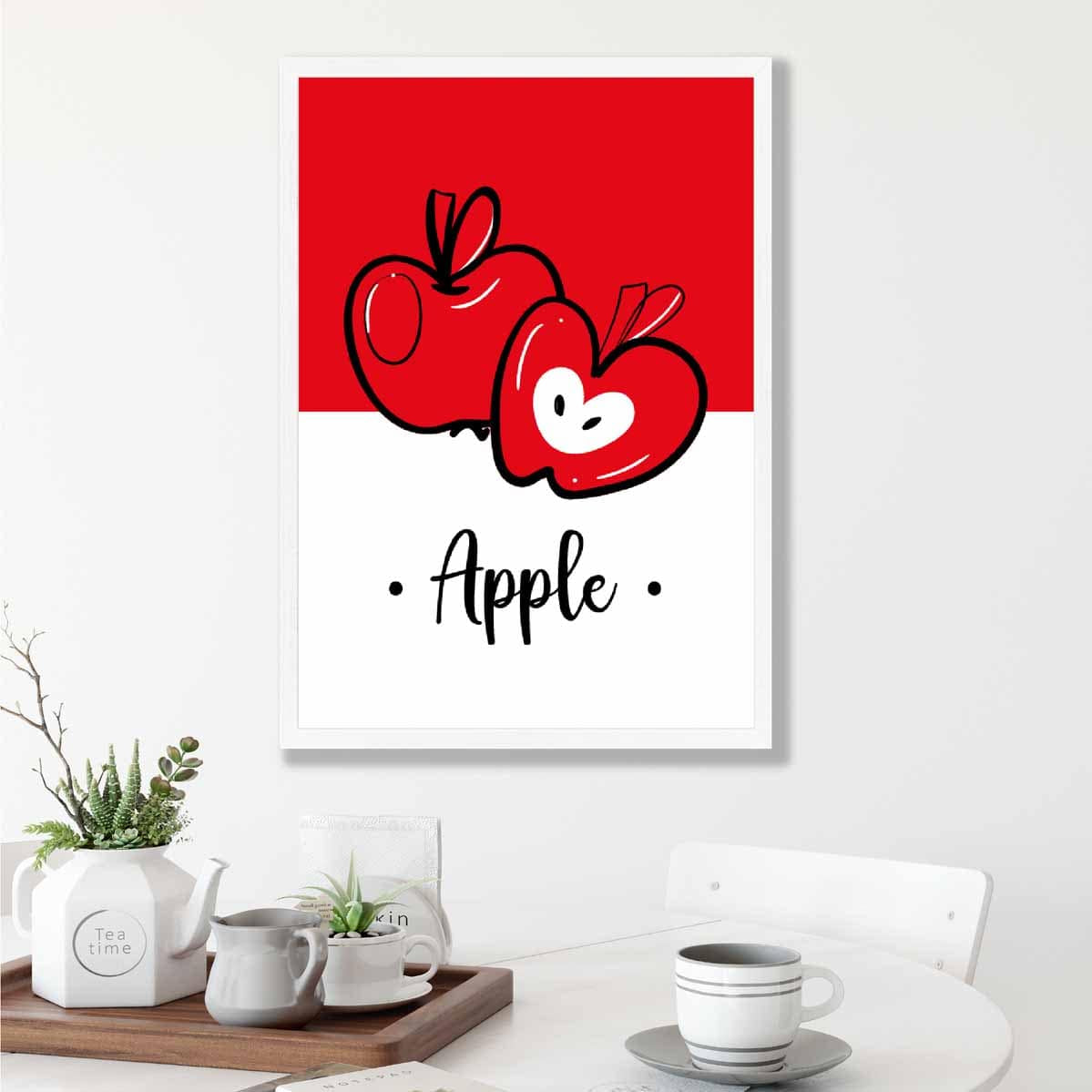 Sketch Fruit Poster of Apples in Red