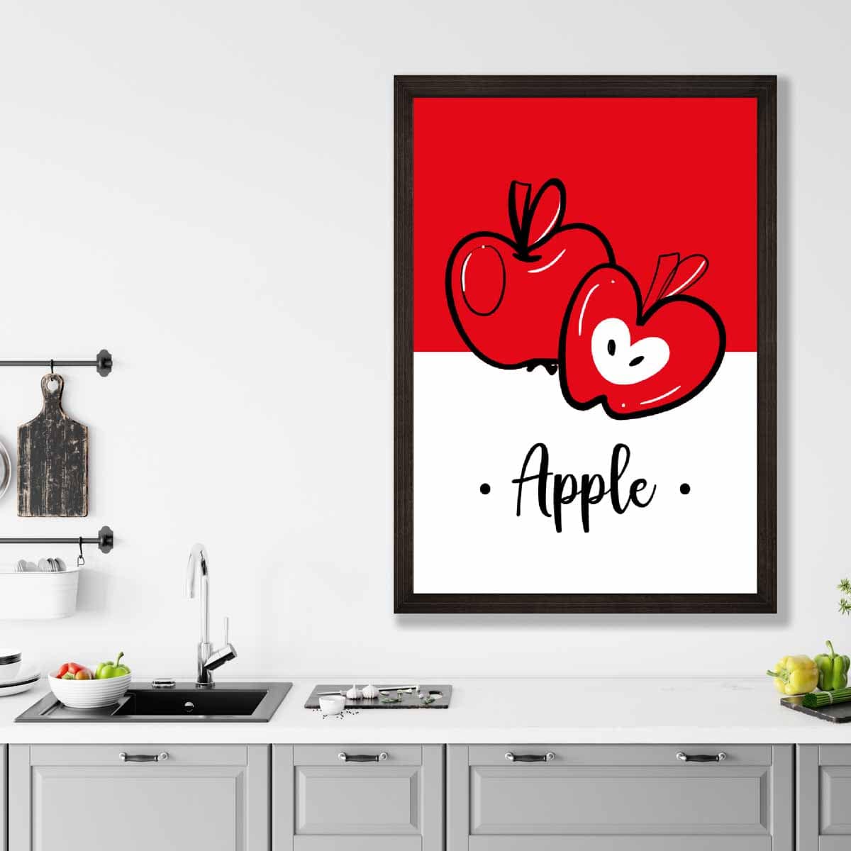 Sketch Fruit Poster of Apples in Red