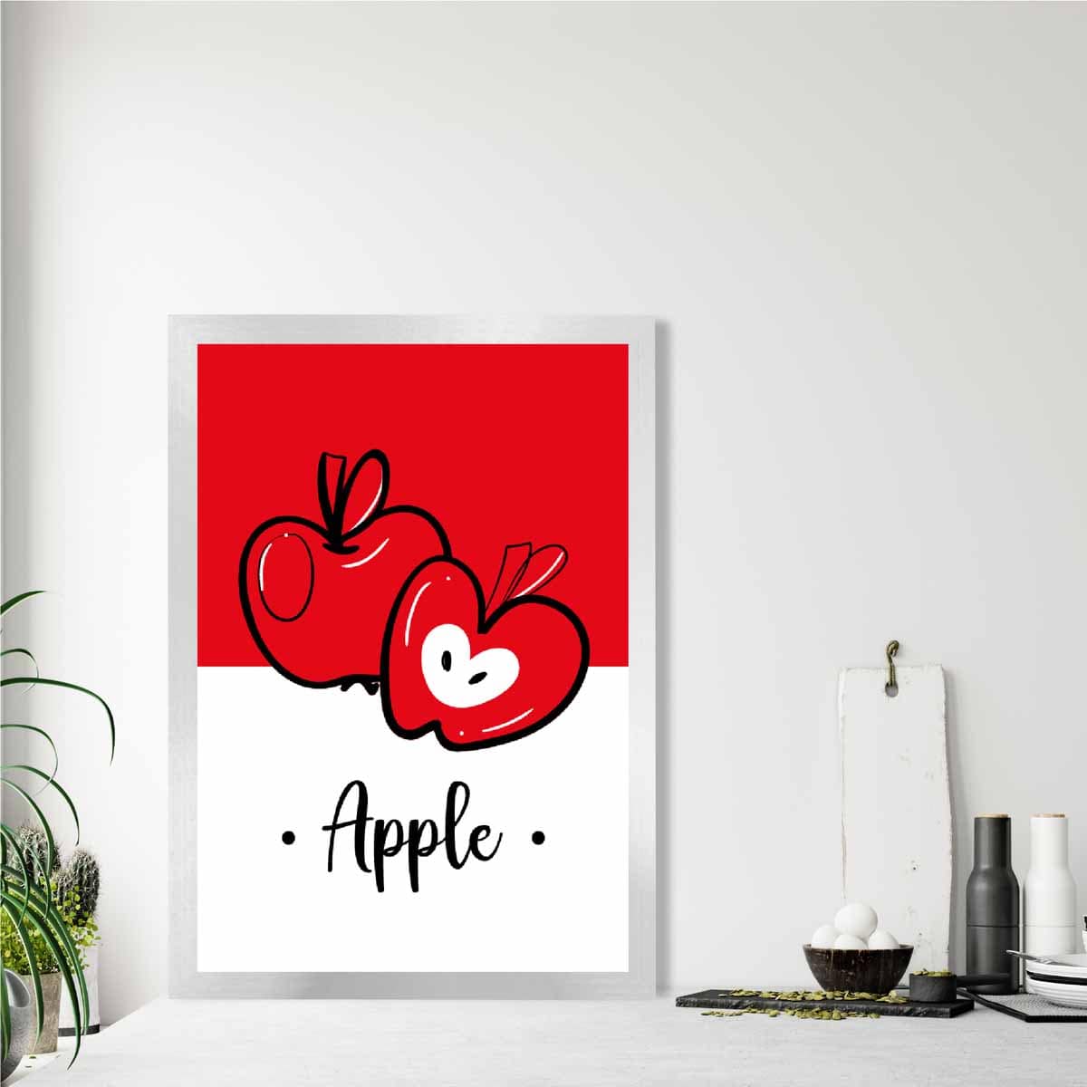 Sketch Fruit Poster of Apples in Red