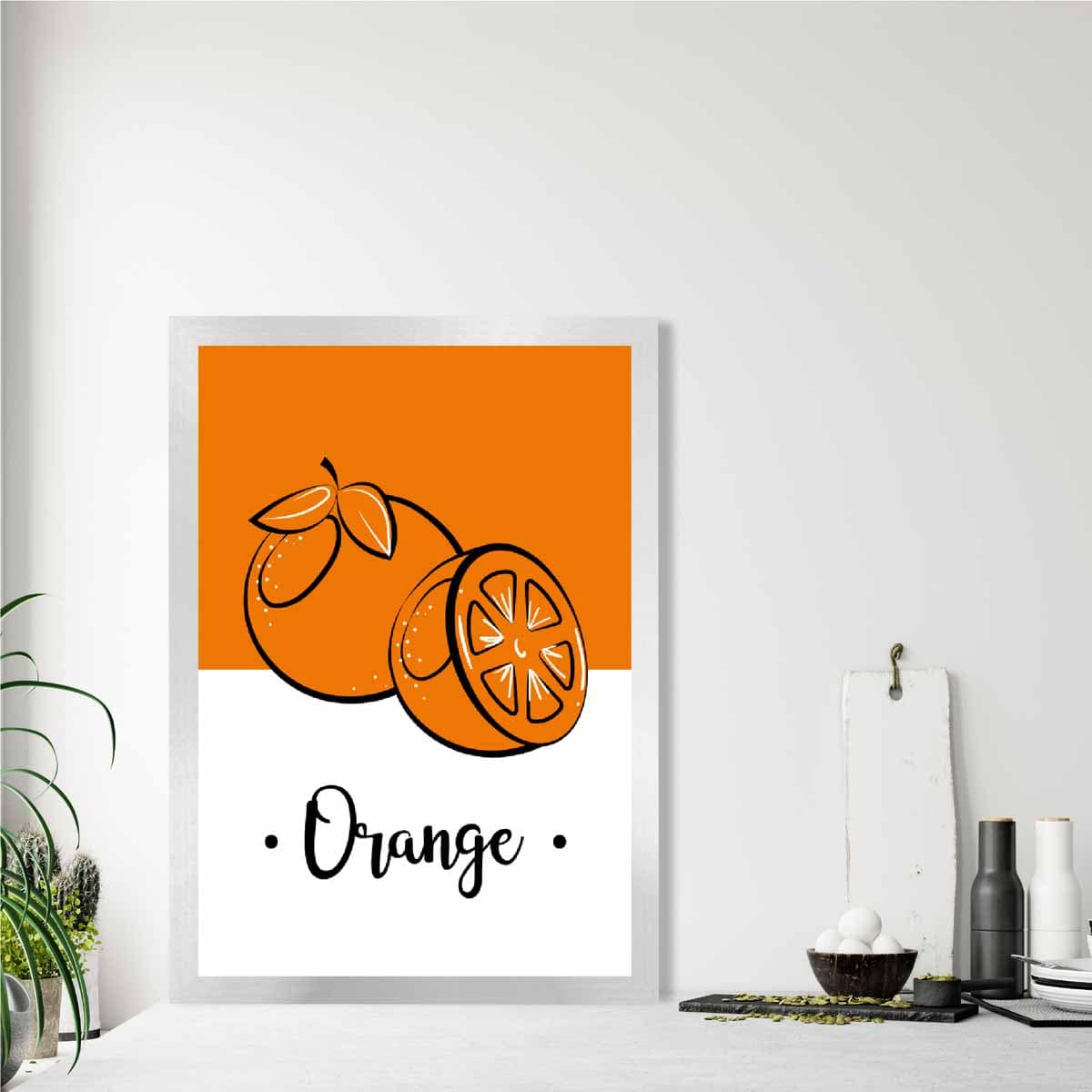 Sketch Fruit Poster of Oranges in Orange