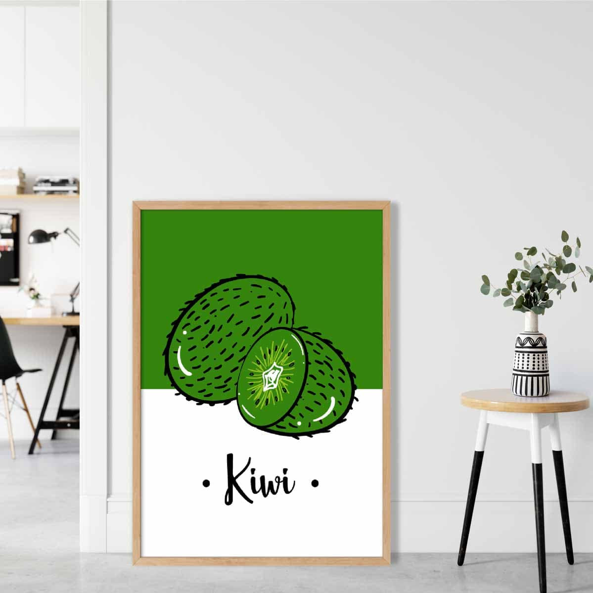 Sketch Fruit Poster of Kiwis in Green