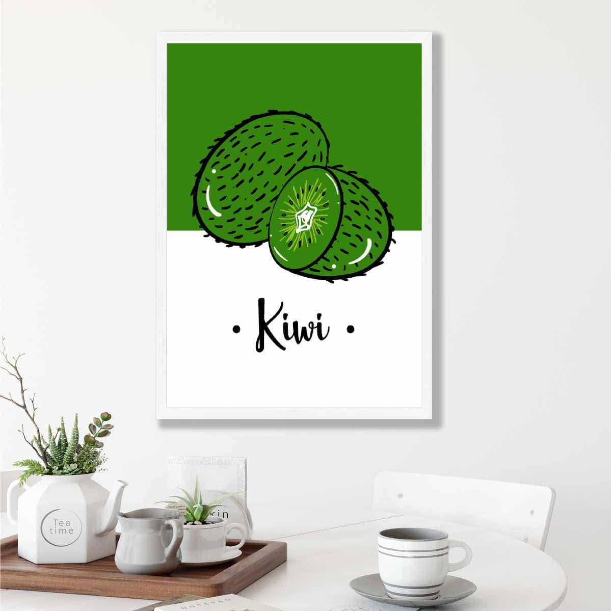 Sketch Fruit Poster of Kiwis in Green