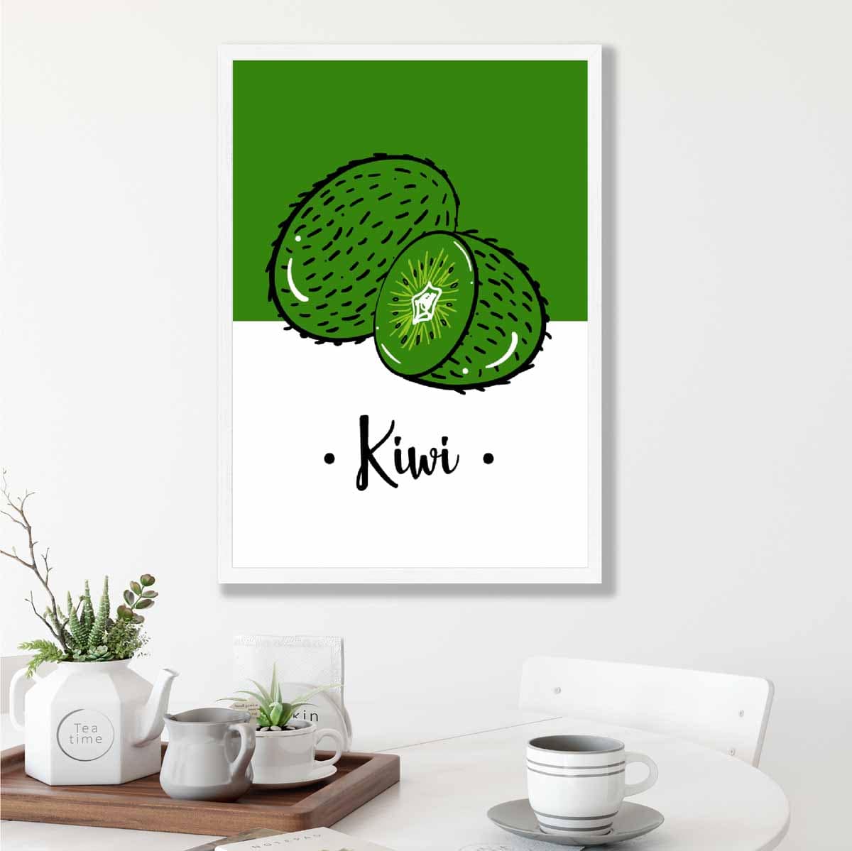 Sketch Fruit Poster of Kiwis in Green