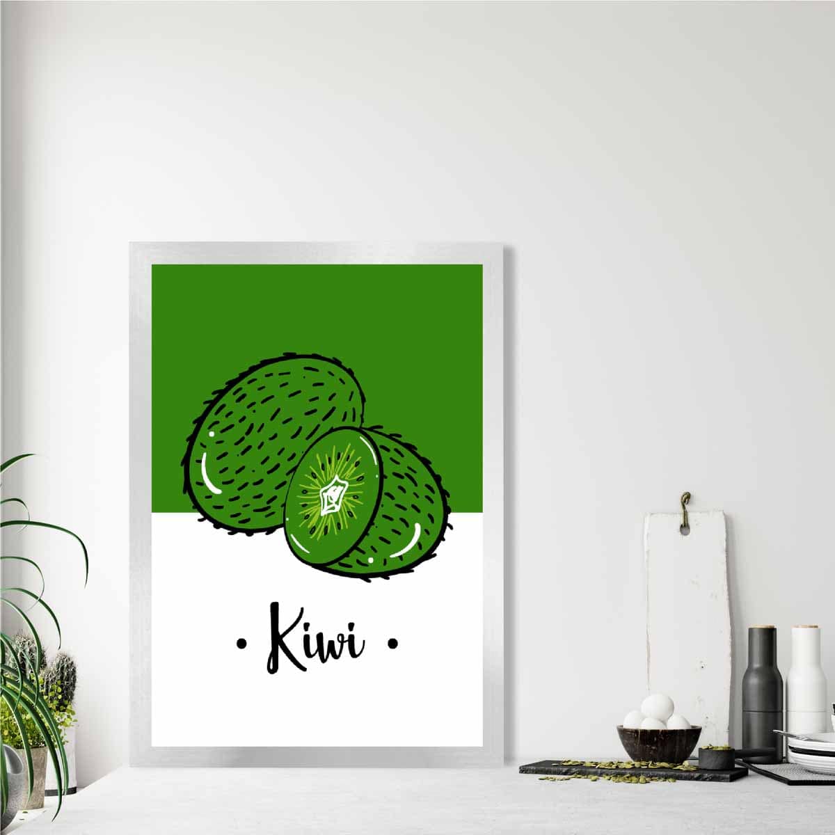 Sketch Fruit Poster of Kiwis in Green