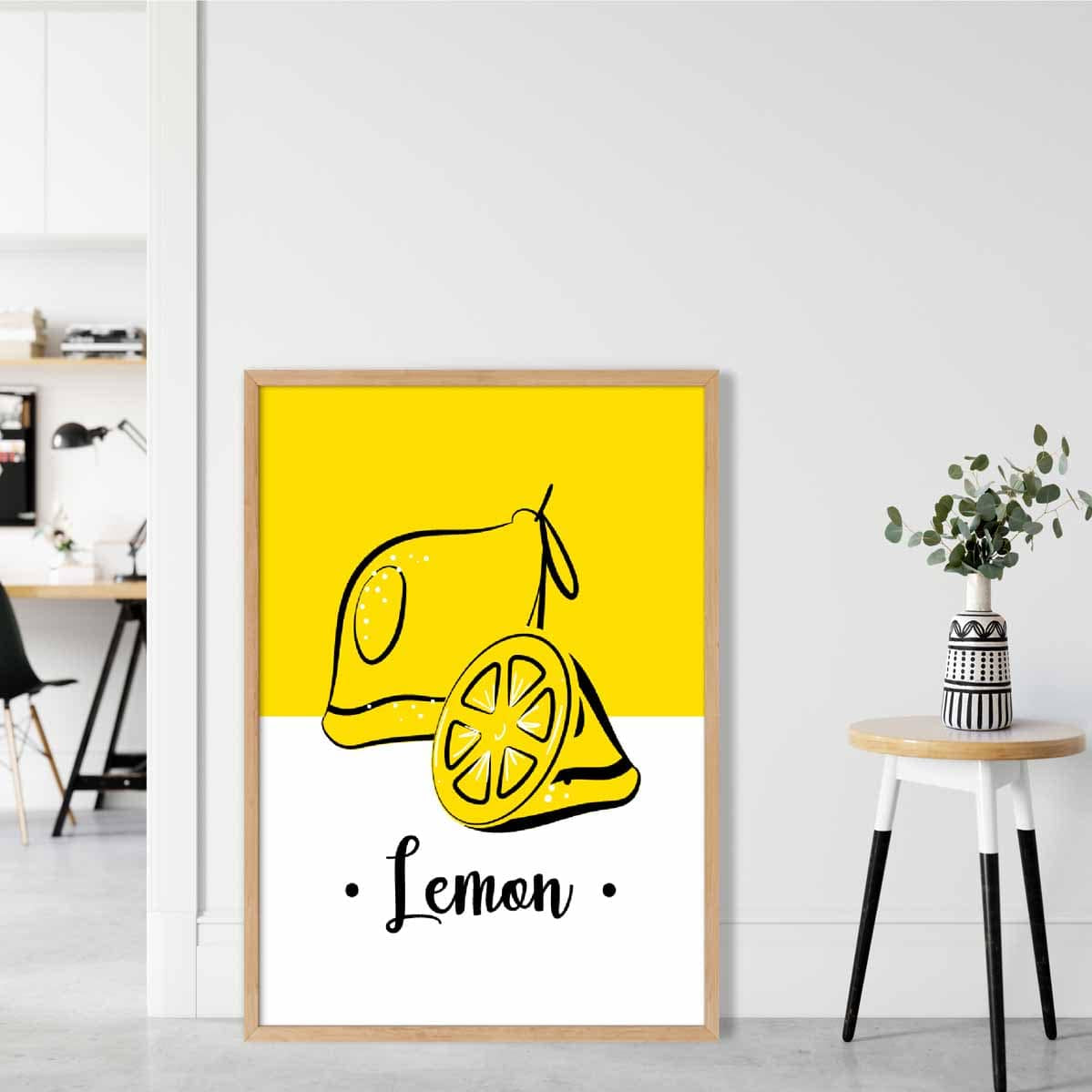 Sketch Fruit Poster of Lemons in Yellow