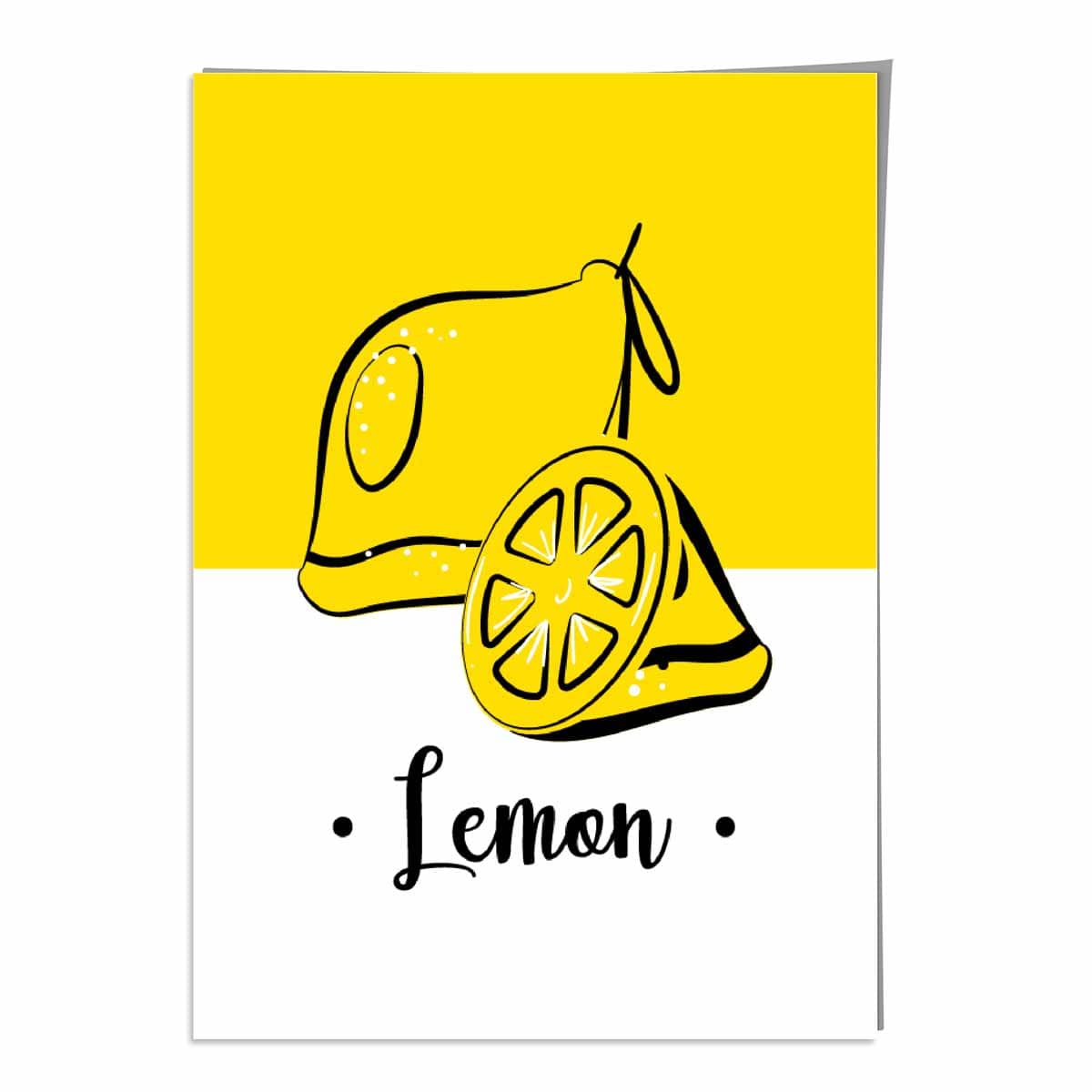 Sketch Fruit Poster of Lemons in Yellow
