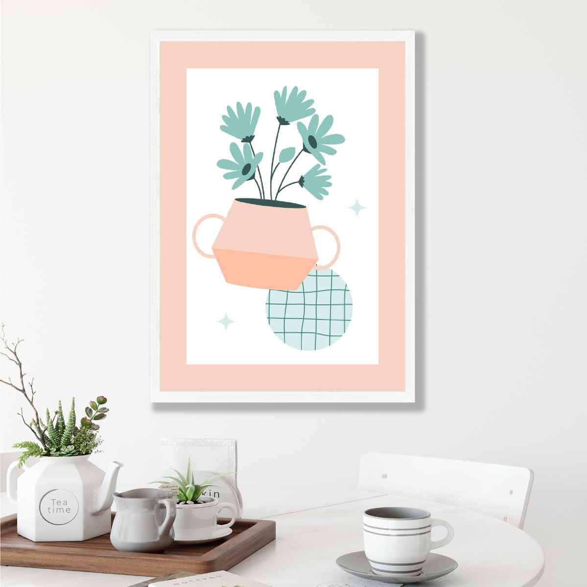 Boho Kitchen Pastels Pink Blue Poster No 1