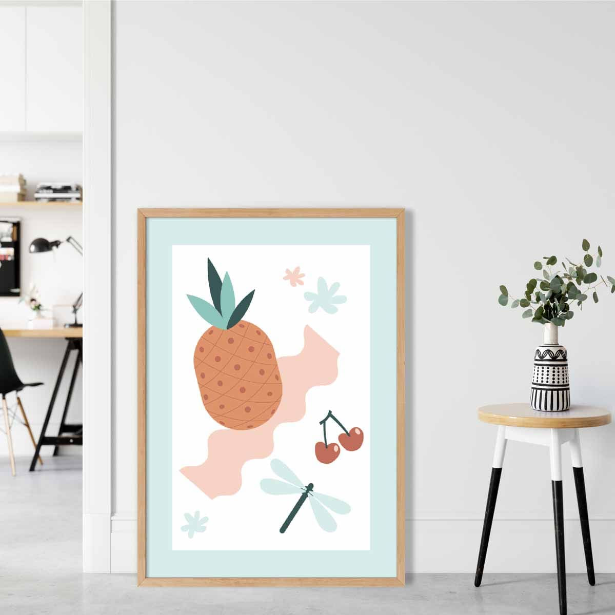Boho Kitchen Pastels Pink Blue Poster No 2