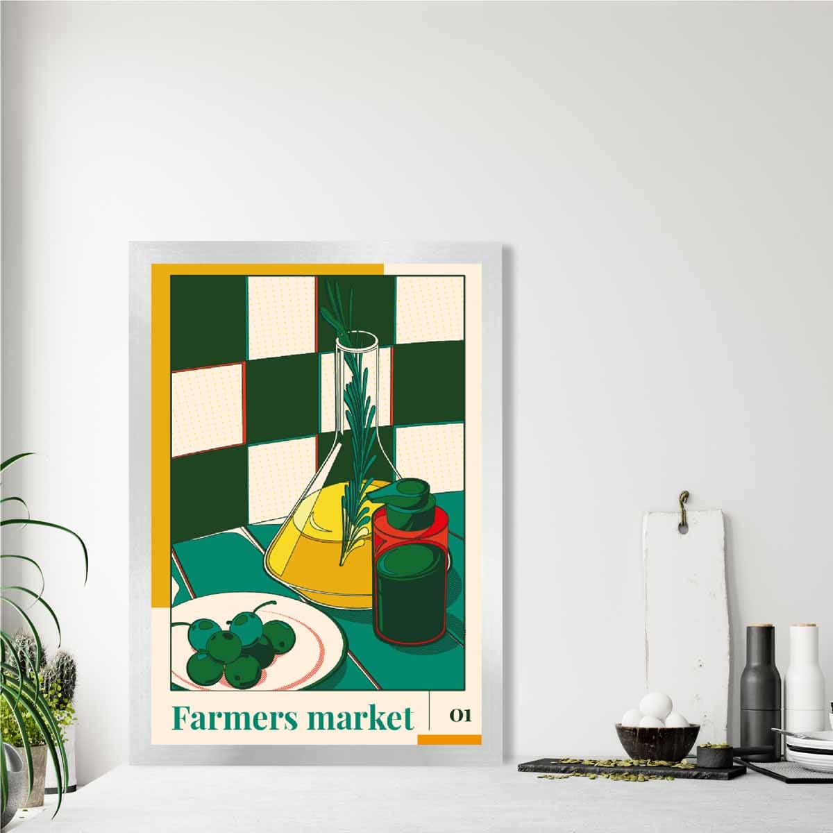 Farmers Market Poster No 1 in Green Yellow Red