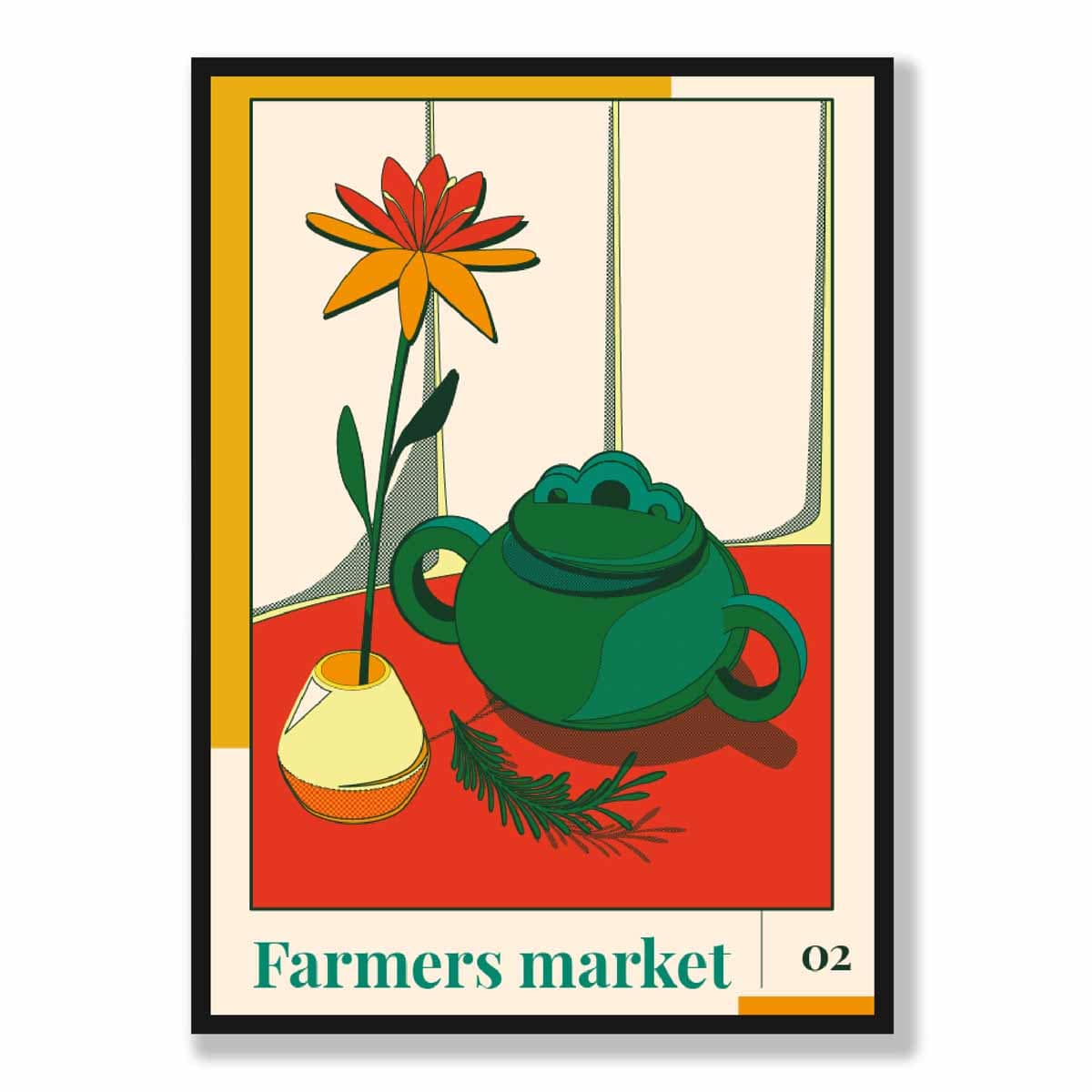 Farmers Market Poster No 2 in Green Yellow Red