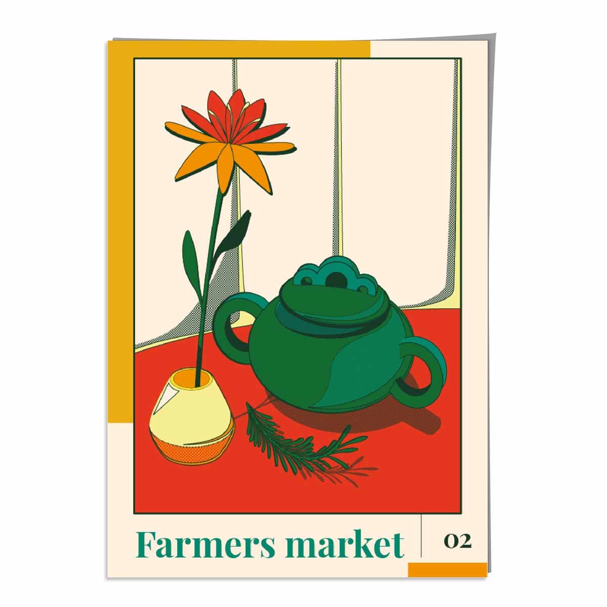 Farmers Market Poster No 2 in Green Yellow Red