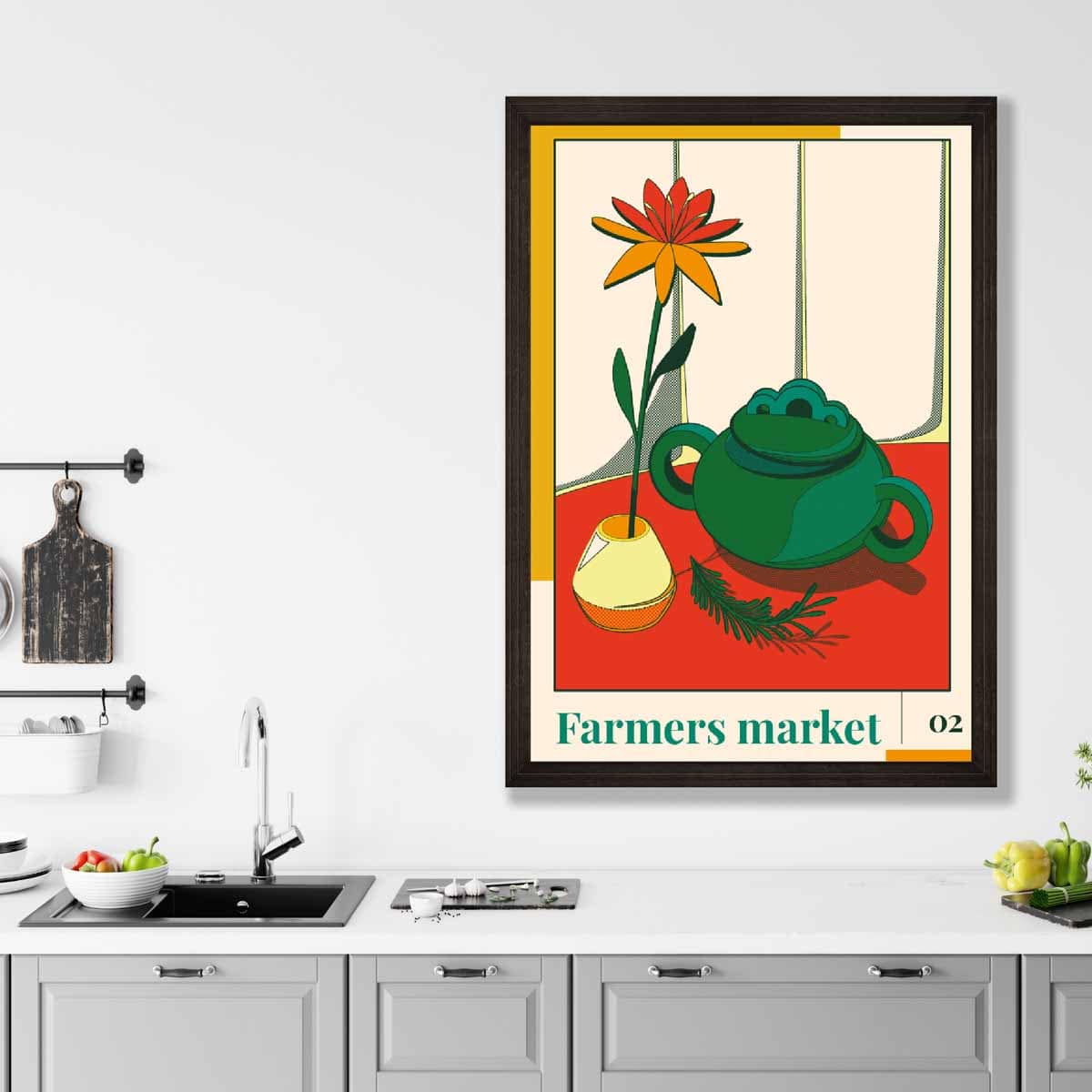 Farmers Market Poster No 2 in Green Yellow Red