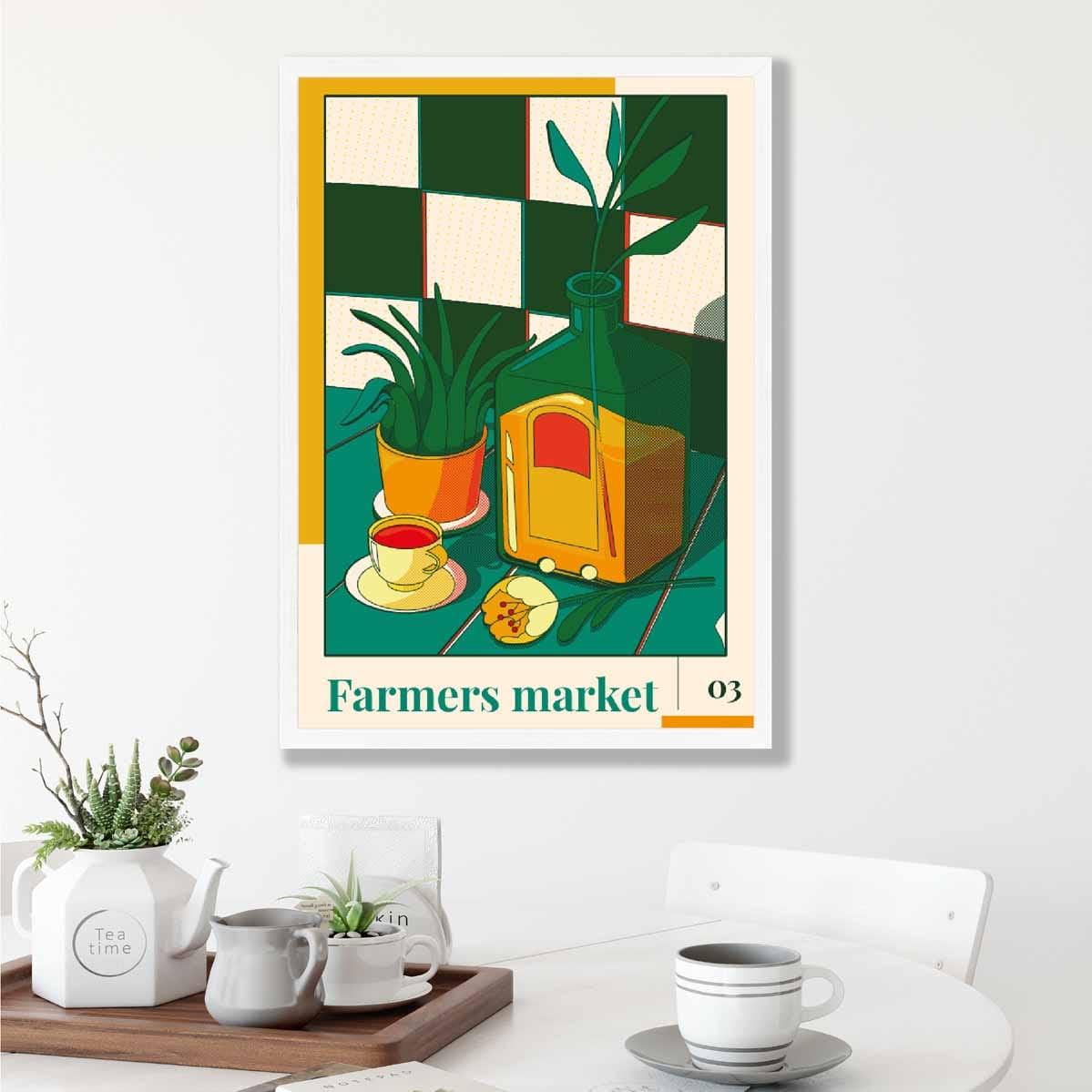 Farmers Market Poster No 3 in Green Yellow Red