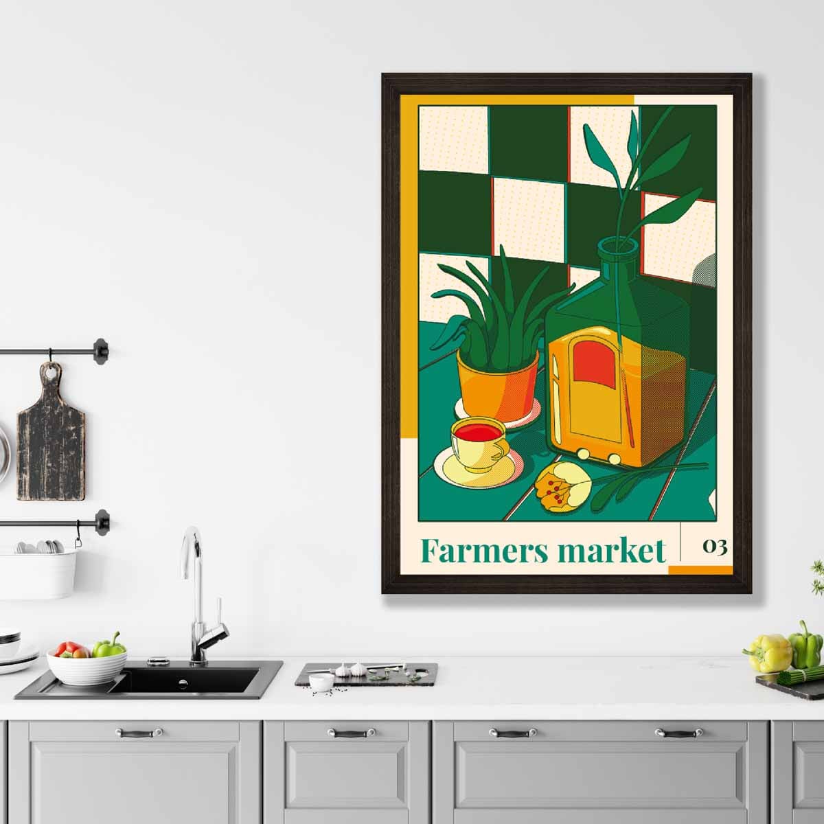 Farmers Market Poster No 3 in Green Yellow Red