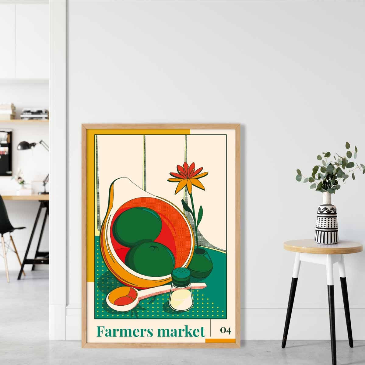 Farmers Market Poster No 4 in Green Yellow Red