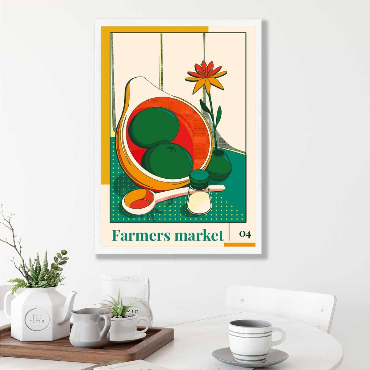 Farmers Market Poster No 4 in Green Yellow Red
