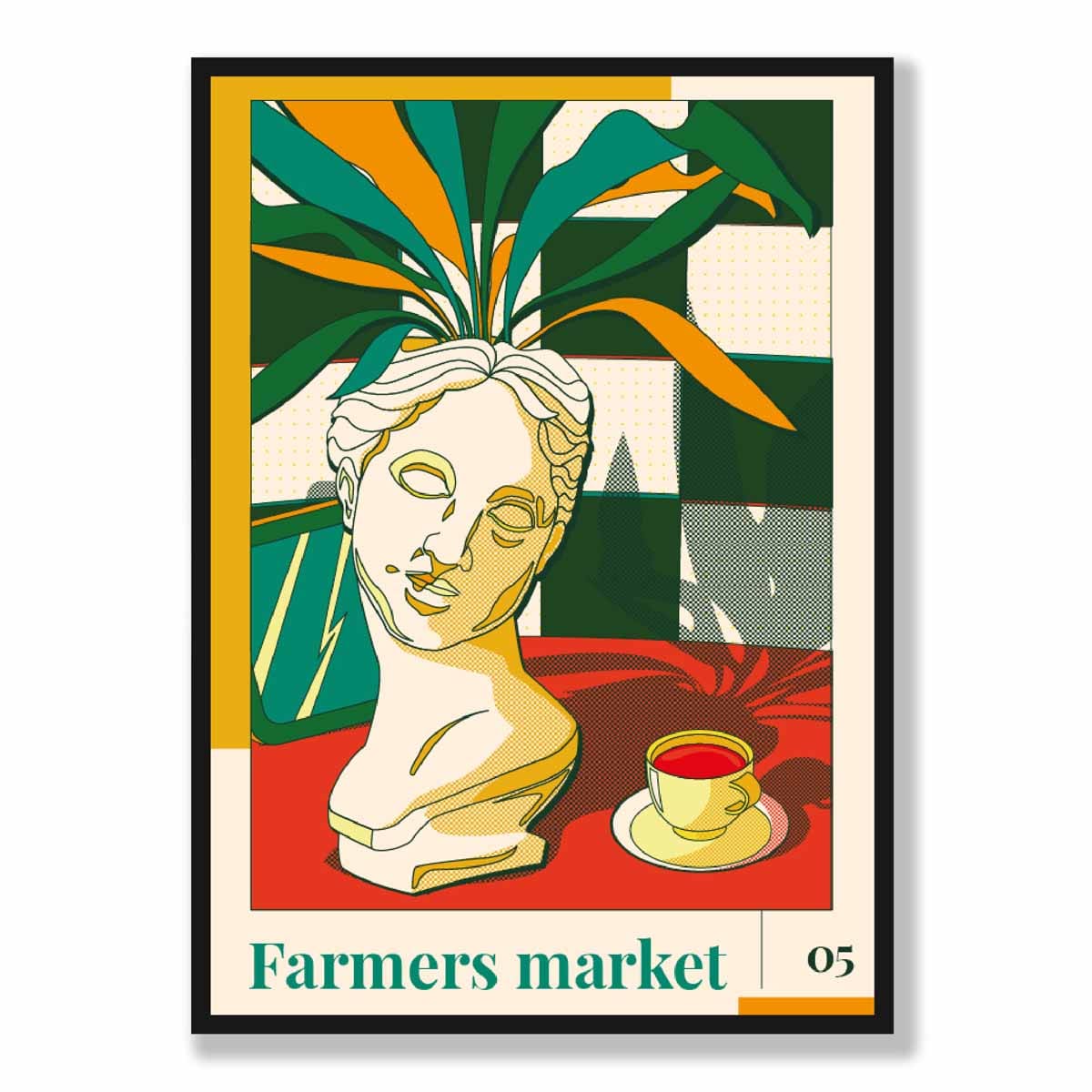 Farmers Market Poster No 5 in Green Yellow Red