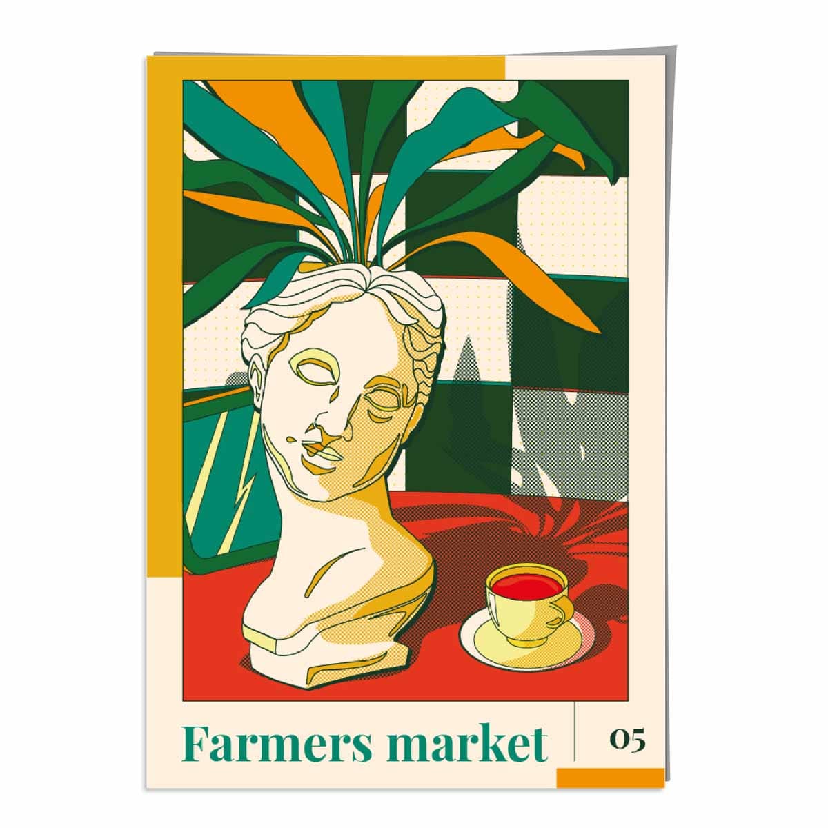 Farmers Market Poster No 5 in Green Yellow Red