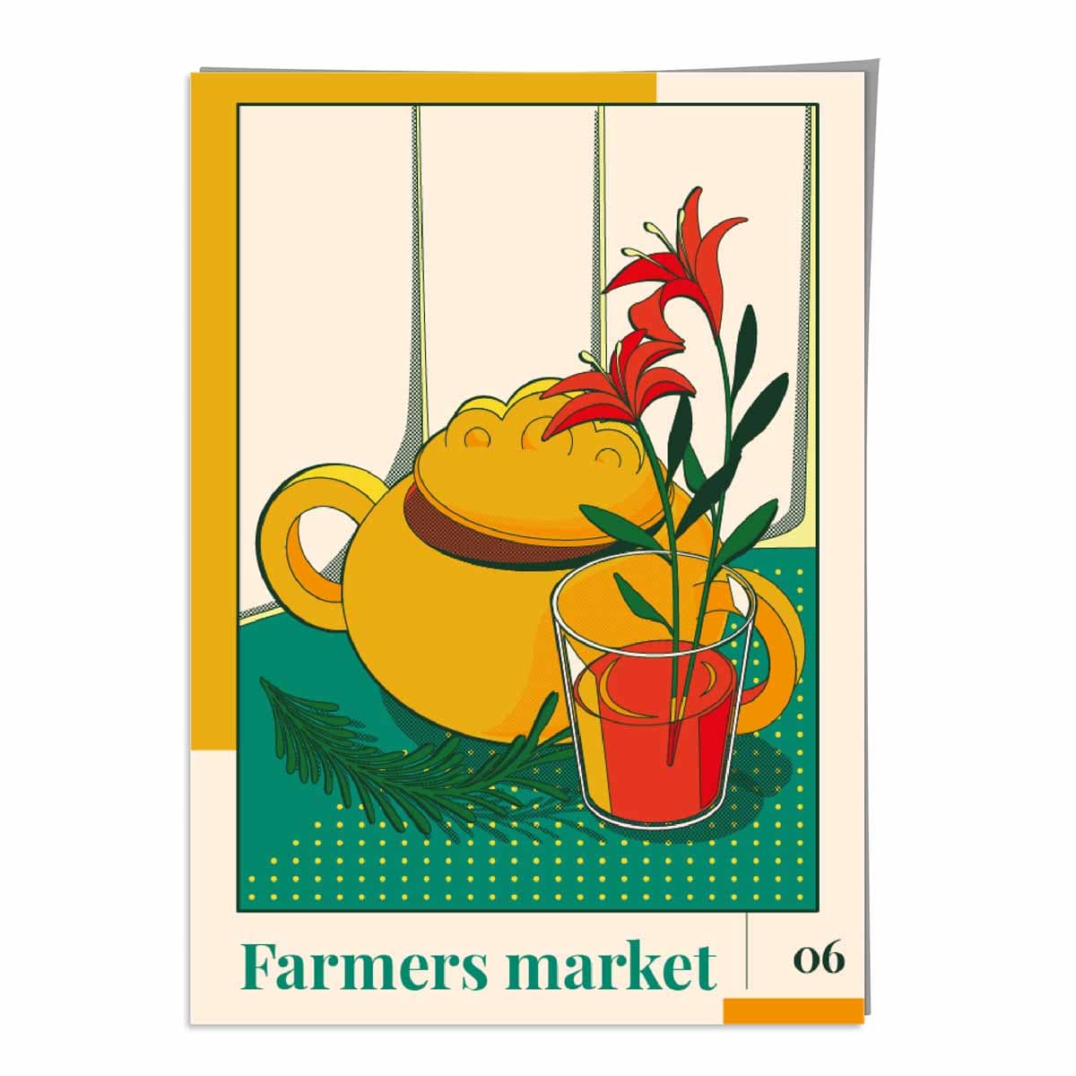Farmers Market Poster No 6 in Green Yellow Red