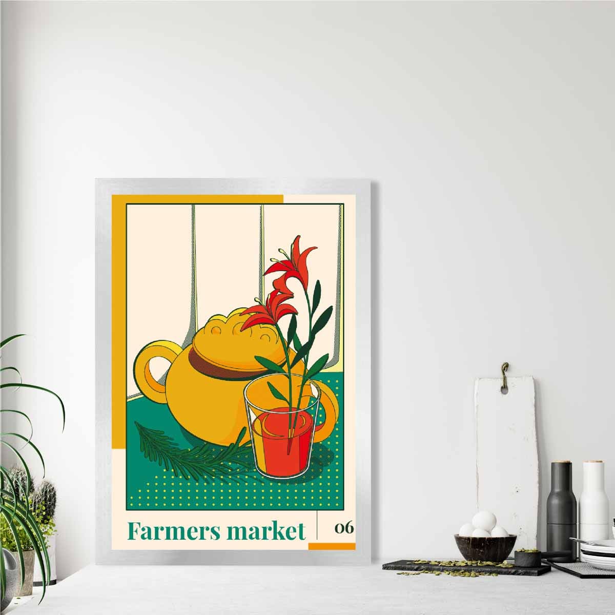 Farmers Market Poster No 6 in Green Yellow Red