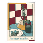 Farmers Market Poster No 1 in Damson Red and Blue