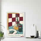 Farmers Market Poster No 1 in Damson Red and Blue