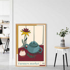 Farmers Market Poster No 2 in Damson Red and Blue