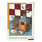 Farmers Market Poster No 3 in Damson Red and Blue
