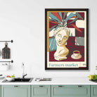 Farmers Market Poster No 5 in Damson Red and Blue